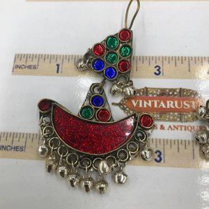 Tribal Antique Dangle Earrings, Traditional Multicolor Earrings, Kuchi Earrings,